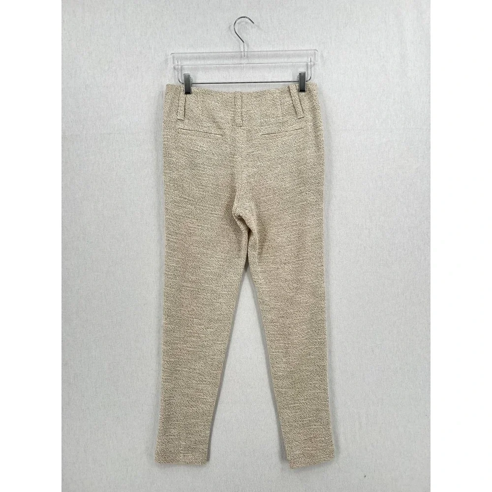 ALICE + OLIVIA Pants Womens 4 Cream Black Textured Tweed Knit Slim Trouser NWT - Picture 2 of 8